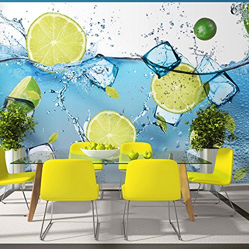 FOTOTAPETE 300x210 cm - VLIES TAPETE PREMIUM - PROFI QUALITÄT - 3 Farben zur Auswahl - Top moderne Wanddeko - Wandbilder XXL - Riesen Wandbild - Top Design Tapete - Neue exklusive Edition mit noch besser Druckauflösung - Deutsches Premium Vlies - Obst Wasser Eis 10110908-1