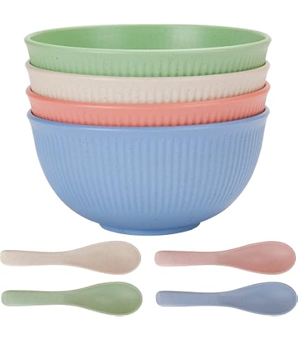 Kimmel Set Ciotole Per Composte E Dessert - Stoviglie Plastica Infrangibile 4+1 Pezzi + 6 Cucchiai, Per Campeggio E Picnic (Fucsia)