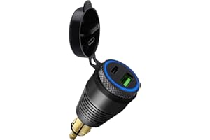 Gokelomg Chargeur étanche pour moto avec prise DIN QC3.0 et adaptateur secteur type C 30 W
