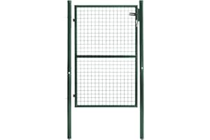 IDMarket - Portillon de jardín (105 x 125 cm, acero verde, con cerradura y asa)