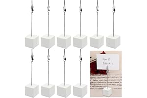 SINZAU Foto Titular Memo Clip 10 Piezas, Madera Tarjetero, Soporte para Fotos con Clips, Adecuado para Pinza Para Decoración De Oficina Boda Fiesta, Blanco
