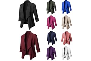 ZYPAINIY Mujer Solapa Elegante Manga Larga Blazer Casual Cárdigan Casual Slim Fit Abrigo Chaqueta De Negocios Primavera Otoño Chaqueta Tipo Cárdigan de Manga Larga para Mujer
