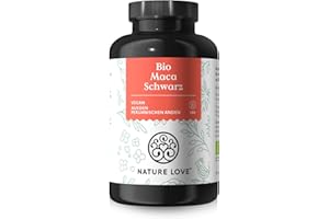 ‎NATURE LOVE NATURE LOVE® Bio Maca Kapseln (schwarz) - 3000 mg je Tagesdosis - 180 Kapseln - Mit natürlichem Vitamin C - Ohne Magnesiumstearat, Zertifiziert Bio, hochdosiert, vegan, in Deutschland produziert