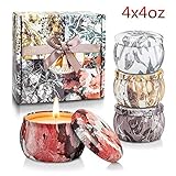 YINUO LIGHT Duftkerze Geschenk, Kerzen Geschenk Set für Damen, 4 Stücke Aromatherapie Kerzen, 100% Soja-Wachs-tragbarer Reise-Zinn-Duft für Weihnachten, Geburtstag, Muttertag, Valentinstag