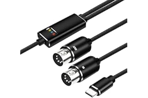 XMSJSIY MIDI do USB typu C Interface kabel adapter 5-pinowy MIDI do wejścia i wyjścia typu C, kabel z wyświetlaczem LED do fortepianu, klawiatury do PC Mac Laptop -2M (typ C)