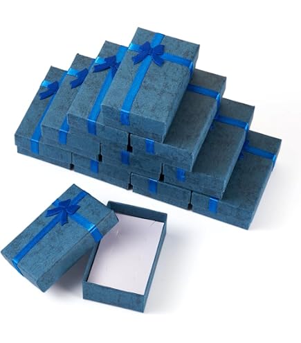 SINJEUN 48 Scatole Regalo Nere Per Gioielli – 8x5x3 Cm – Con Coperchio E Fiocco – Ideali Per Bracciali, Anelli, Orecchini, Collane