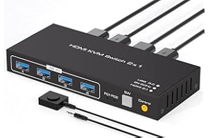 VPFET 8K HDMI KVM Switch for 2 Computers Share 1 Monitor USB 3.0 KVM Switches Support 8K60Hz 4K120Hz Support Desktop Control Includes 2 USB 3.0 Cables