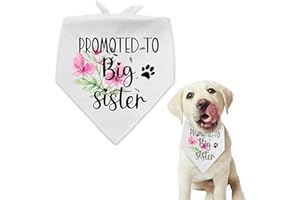 ZMUPL Promoted to Big Sister Dog Bandana, White Pet Scarf Pregnancy Announcement Dog Bandana Baby Dog Gender Revealing Photo Props Accessories (308Y02)