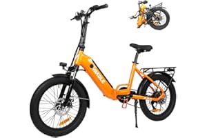 VAKOLE Bicicleta eléctrica plegable de aluminio de 20 pulgadas, con motor de 250 W, batería de iones de litio de 36 V/13 Ah, hasta 100 km de distancia, Shimano de 7 velocidades, bicicleta plegable