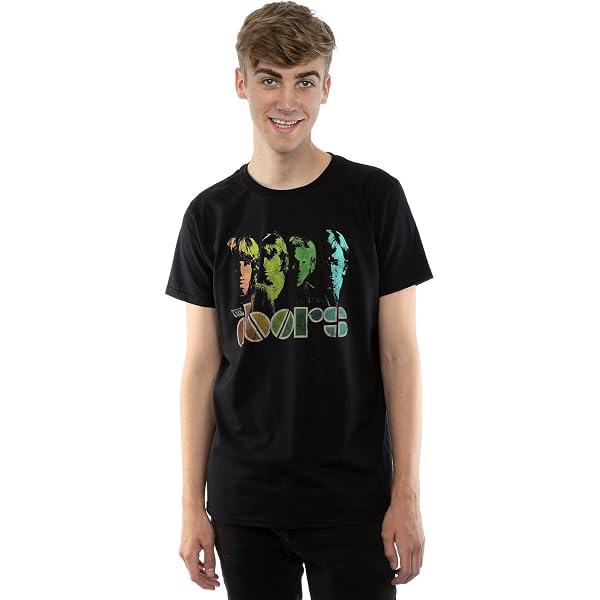 Rockoff Trade Men's The Doors Vintage Graphic T-Shirt (Black, Large)