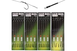 anglerholics 6PCS Carp Fishing Pre Tied Hair Rigs with Barbed Hook in Size 2 4 6 8