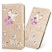 Produktbild 3D Butterfly Bling Glitter Glitzer Diamond Musterg Ledertasche Slim Retro Bookstyle mit Standfunktion Karteneinschub Magnetverschluss Flip Wallet Hülle Schutzhülle für Samsung Galaxy J6 2018