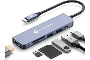 ‎NOVOO NOVOO USB C Hub 4K@60Hz HDMI USB C Adapter MacBook Adapter mit 100W PD,4K 60Hz HDMI,2 USB-A 3.0 Datenanschlüssen, SD/TF Multiport Dock für MacBook Pro/Air Dell Surface Lenovo und mehr Typ C Geräten
