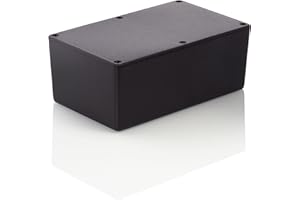HEIGROUP MB4 - Custodia in plastica ABS con coperchio, custodia multiuso, custodia per moduli, (Lxlxh) 216 x 130 x 85 mm, con fessure per schede di circuito stampato (nervosi), nero opaco
