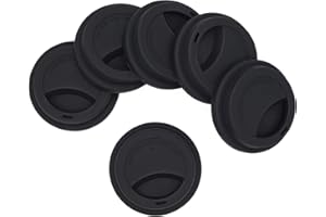 NANTUN Coperchi riutilizzabili in silicone per bicchieri da caffè, antischizzo, 6 pezzi Nero