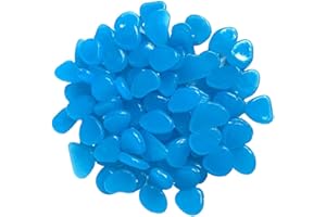 SYHSYC Pietre Luminose da Giardino 300 Pezzi, Sassi da Giardino, Decorative Sassi Luminosi, Brillanti Ciottoli, Pietre Luminosi per Acquario Prati Terrazza, Sassi Decorativi per Vasi, Pietra Luminosa, Blu