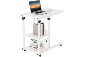 ‎DRIPEX Dripex Schreibtisch Beistelltisch mit Rollen Laptoptisch Höhenverstellbar, aus Holz, Sofatisch Nachttisch Kaffeetisch Schlafzimmer, Wohnzimmer Weiß