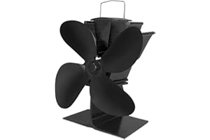 AufuN Ventilatore per camino a 4 fogli, alimentato da calore, funzionamento silenzioso ed ecologico, circola aria calda, ventilatore alimentato a calore per stufe, stufe a legna, camino