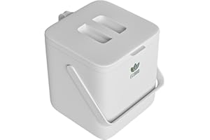 EcoBio Composteur Cuisine 7L – Poubelle Bio avec Couvercle, Poignée & Filtre – Seau à Compost avec Contrôle des Odeurs – Égouttoir Amovible – Passe au Lave-Vaisselle – sans BPA (Grey)
