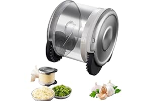YIZEMAY Wheel Roller Garlic Press, Garlic Press Garlic Crusher Kitchen Garlic Rocker 304 Stainless Steel Garlic Press with Roller Easy Use & Clean Kitchen Tool (Black+Silver)