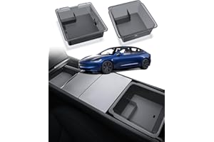 ASZSK [2 Piezas] Caja de Almacenamiento para Tesla Model 3 2024 Para Consola Central y Apoyabrazos, Bandeja Organizadora con Alfombrillas Model 3 Highland, Organizador Accesorios, Negro Translúcido