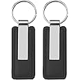 JINGDAOTO 2 Pcs Black Leather Key Chain with Metal Key Ring Black Leather Keyring Key Fob Hanging Ornament Car Keychain for Car Keychain