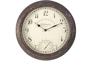 Smart Garden Bickerton Indoor Outdoor Garden Clock 12" / 30cm | Temperature Gauge Wall Clock