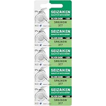 Seizaiken Seiko 377 SR626SW - Batteria per orologio all'ossido di argento, 1,55 V, 0% Hg, 2 batterie, prodotta in Giappone Seizaiken Seiko 377 SR626SW - Batteria per orologio all'ossido di argento, 1,55 V, 0% Hg, 2 batterie, prodotta in Giappone