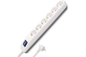 REV grenuttag Ice – flera uttag med strömbrytare 6 fack, kabel 5 m, 3680 W