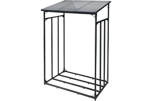 Toboli Scaffale portalegna da camino da esterno 133 x 83 x 185 cm Legnaia in metallo verniciata a polvere Portata 1500 kg