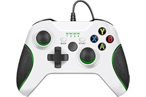 Hovlia Wired Controller for PC, Wired USB Gamepad Controller Compatible with PC Windows 7/8/10 with 3.5mm Headset Audio Jack(White) Connecting to Xbox Consoles is Not Supported at this Time