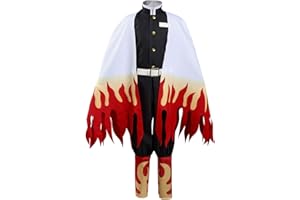 NoryNick Rengoku Kyoujurou Cosplay Costume Uniform Outfits Halloween Carnival Suit Coat Pants Cloak Full Set, Height 110CM-150CM