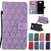 Produktbild Laybomo Hülle Samsung Galaxy J7 Prime Handyhülle Cover Ledertasche Klappen Weiches TPU Schützend Brieftasche [Bilderrahmen] Schale Tasche Schutzhülle für Samsung J7 Prime, Glückliches Gras (Lila)