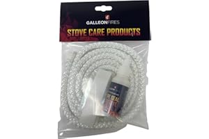 GALLEON FIRES 10mm White Stove Rope Kit for Stove Door Seal with Large 50ml Glue & Tape - Heat Resistant 2m x 10mm