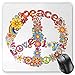 Produktbild HYYCLS 70s Party Mauspads, Peace Sign with Colorful Flowers and Rainbows Love and Joy Festive Composition, Standard Size Rectangle Non-Slip Rubber Mousepad, Multicolor