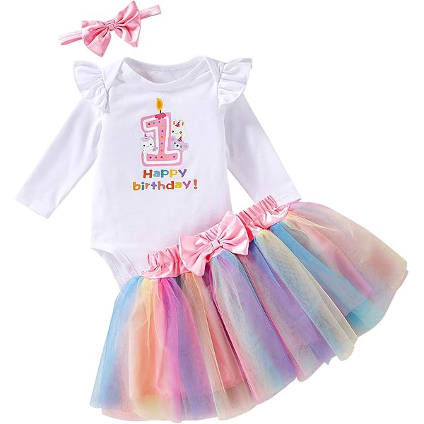 FYMNSI - Set da 3 pezzi per bambine 1° / 2° / 3° / 4° compleanno