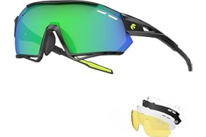 X-TIGER Occhiali Da Ciclismo,Polarizzati per TR90 Occhiali Bici MTB Con 5 Lenti intercambiabili per Ciclismo Corsa Pesca Guida