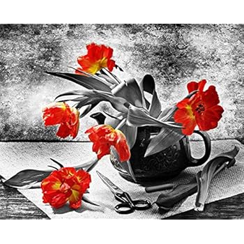 MEIYUDA Malen Nach Zahlen Biene Blumen - DIY Ölgemälde Set 30x40cm Mit Rahmen & 3 Pinseln