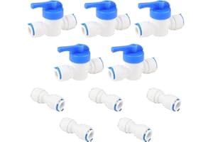 Rowiz 3/8" Water Line Fittings, Push to Connect Water Tube Fitting Ball Valve Straight Union Tube Fitting for RO Water System Water Filter Water Purifier Tube Fitting Set of 10