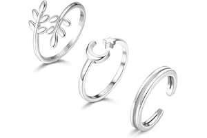 Finrezio 3 Stücke 925 Sterling Silber Offene Zehenringe Set Für Damen Fingerring Gelenkring Hypoallergen Verstellbare Offene Manschette Zehenringe Set Stern Pfeil Blume Zehenringe Fußschmuck