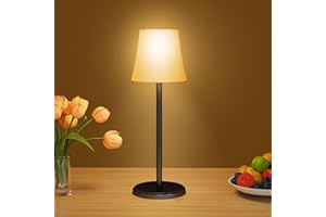 Suright Lámpara de Mesa Inalámbrica con 3 Temperaturas de Color+RGB, Lámpara de Noche Recargable Brillo Ajustable, Lámpara de Escritorio IP54 Impermeable para Restaurante, Dormitorio, Camping