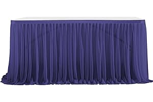 WWQQKJ Tulle Table Skirt, Romantic Fluffy Tulle Desk Gauze for Cakes, Birthdays, Baptisms, Wedding Tables, Christmas Decoration (Color : Blu Marino, Size : 9FT/275x77cm)