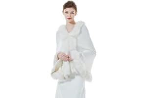 BEAUTELICATE Estola de Pelo Mujer Chal de Piel Sintética de Conejo Capa de Abrigo Punto Poncho Cardigan para Boda Fiesta Invierno