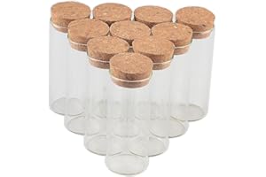 JARVIALS 50pcs Bouteille En Verre De Tube à Essai Transparente Avec Bouchon En liège, capacité De Stockage De 35 ml, diamètre extérieur Du Flacon De Tube à Essai De 30 mm (50, 35ml)