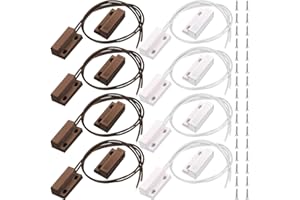 JYUDAUFU 8 Pcs NC Normally Closed Magnetic Reed Wired Switch (4 Brown 4 White) with Adhesive Tape, Screws, for Security Contact Door Window Sensor/Surface Mount Alarm