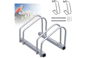 Vigevee Rastrelliera per Biciclette, Stand Portabici per 2 Biciclette, Rastrelliera Portabici per Pneumatici 35-55 mm, Installazione a pavimento e parete, per Garage e Giardino