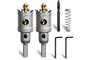 METOTY 2 seghe a tazza in metallo da 34 mm, sega a tazza in metallo duro, con un ulteriore trapano nitrato e a L, per acciaio, ferro, alluminio, metallo