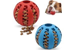 Speedy Panther 2Pcs Dog Treat Dispenser Ball Toy Interactive Dog Toys for Boredom Teeth Cleaning Chew Toy Rubber Ball for Puppy Small Dogs (S)