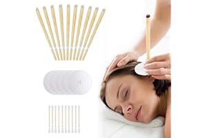 EXQUIMA Ear Candles for Wax Removal, 10 PCS Ear Candles for Relieve Ears, Hopi Ear Candle Kit with 5 Protective Disks+10 Cotton Swab, Hopi Ear Candles UK, Earwax Removal Candling for Ear Cleaning