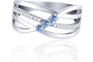 JO WISDOM Mujer Anillo de Compromiso de Plata de ley 925 con circonita cúbica AAA